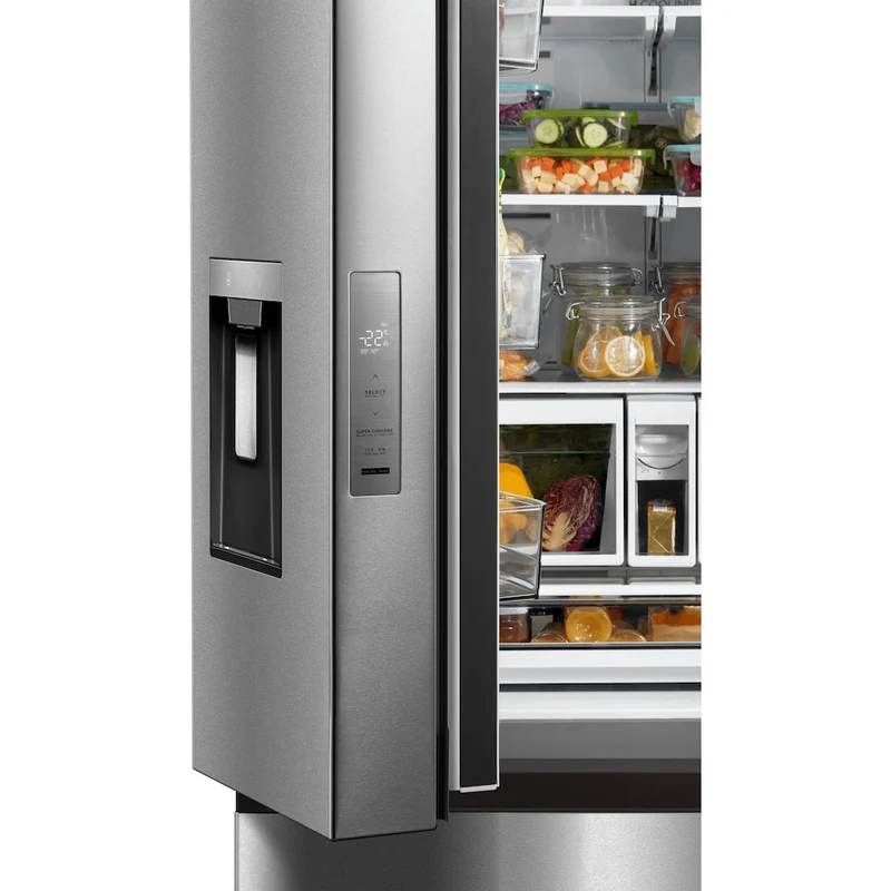 Midea 36'' 29.3 pi.cu Réfrigérateur Portes Francaises - Distributeur d’eau et de glaçons - Inox - MRF29D2AST - Boîte ouverte