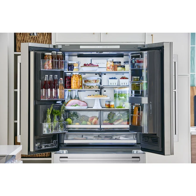 LG 36'' 23.5 pi cu Réfrigérateur avec Instaview - Pronfondeur Comptoir - Distributeur d’eau et de glaçons - Inox - SRFVC2416S - Boîte ouverte