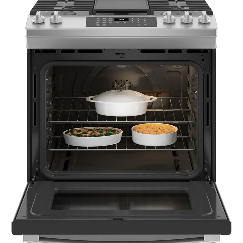 GE 30'' 5.6 pi cu Cuisinière à gaz encastrée - four à convection autonettoyant - acier inoxydable - JCGS760SPSS - boîte ouverte