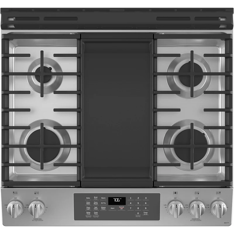 GE 30'' 5.6 pi cu Cuisinière à gaz encastrée - four à convection autonettoyant - acier inoxydable - JCGS760SPSS - boîte ouverte
