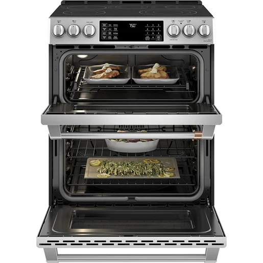 Café 30'' 6.7 pi cu Cuisinière Double - Convection - Cuisson Air Chaud - WiFi - Convectioin Véritable - Inox - CCES750P2MSI - Boîte Ouverte