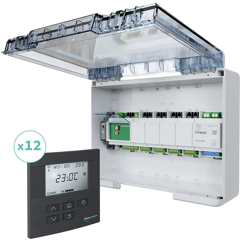 Kit de régulation BAILLZONING à 12 zones thermostats Anthracites
