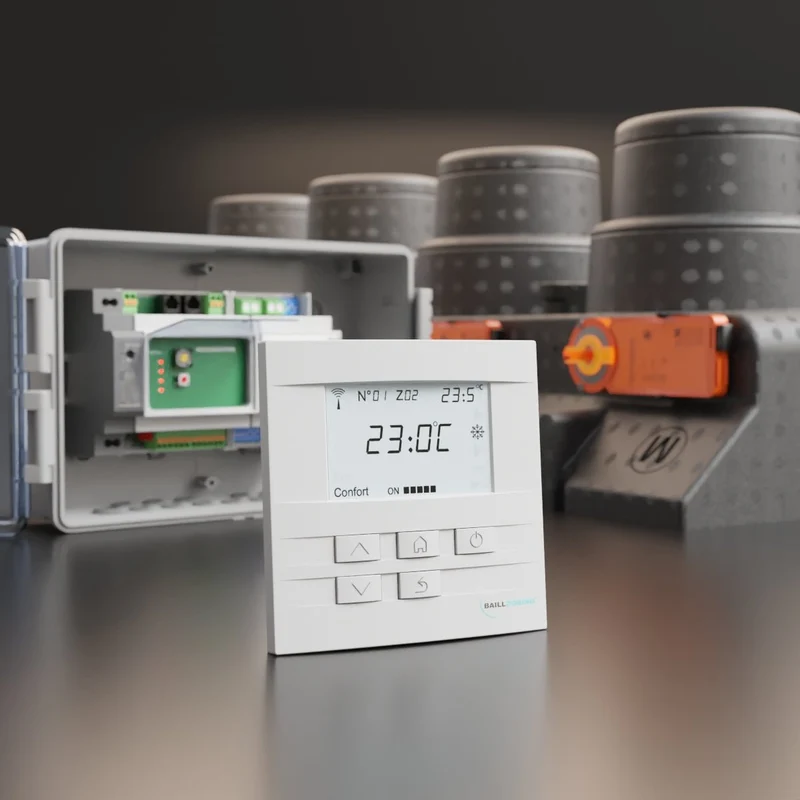 Pack de régulation BAILLZONING 2 zones - plénum 3XS, 2 servomoteurs - thermostats blancs
