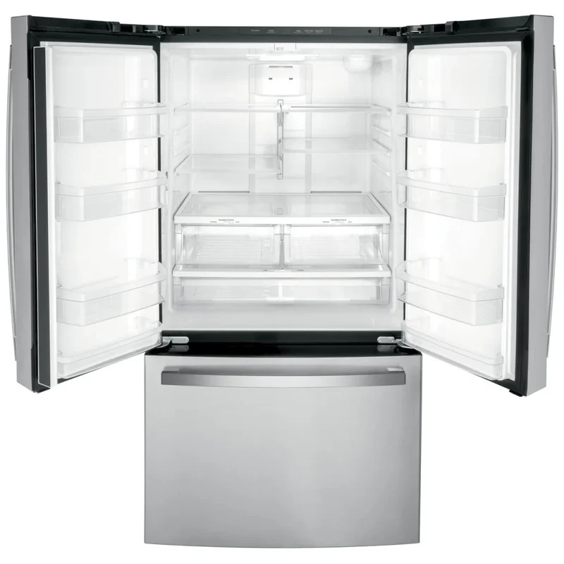 GE 36'' 22 pi cu. réfrigérateur à portes françaises - Inox - GWE22JYMFS - Boîte ouverte