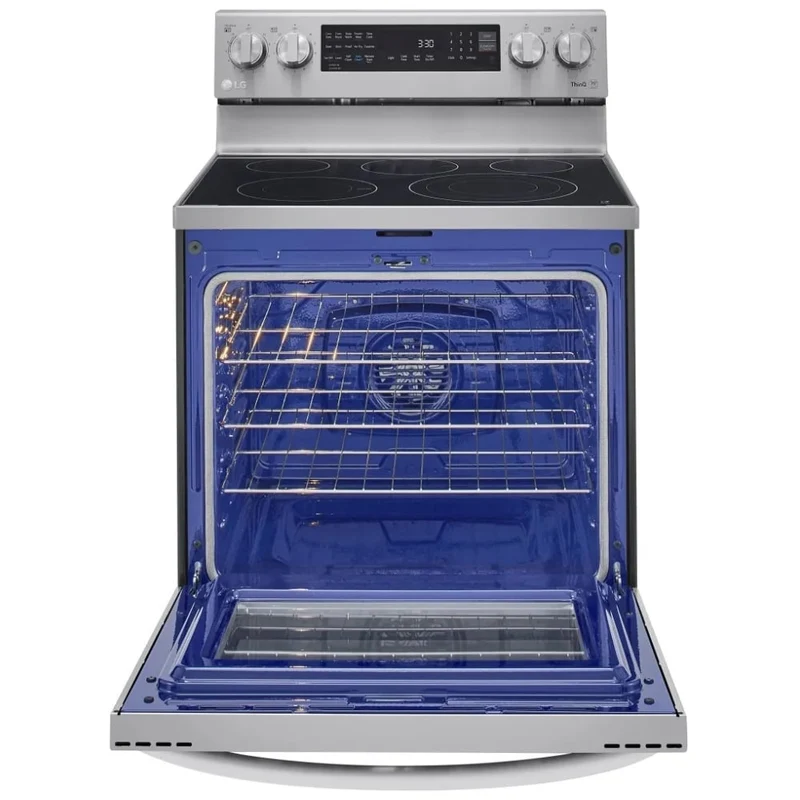 LG 30" 6.3 pi.cu - Cuisinière électrique à convection - Avec wifi et fonctionnalité InstaView ThinQ - 5 brûleurs - Inox - LREL6325F - Boîte Ouverte