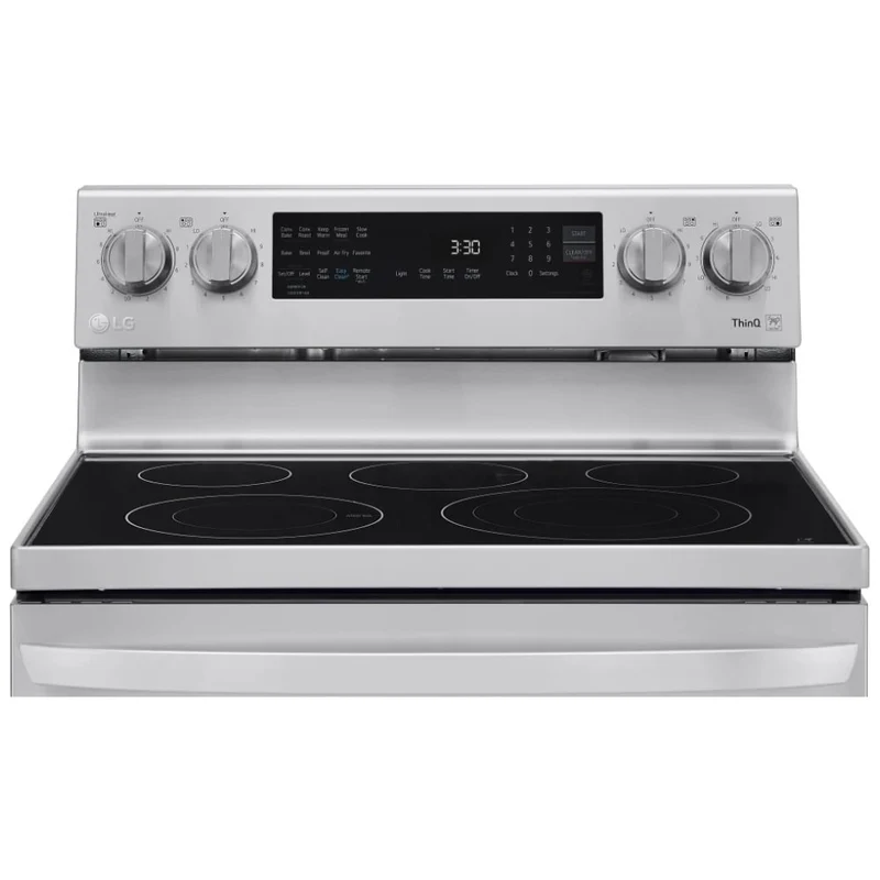 LG 30" 6.3 pi.cu - Cuisinière électrique à convection - Avec wifi et fonctionnalité InstaView ThinQ - 5 brûleurs - Inox - LREL6325F - Boîte Ouverte
