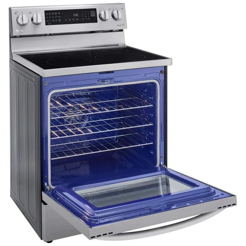 LG 30" 6.3 pi.cu - Cuisinière électrique à convection - Avec wifi et fonctionnalité InstaView ThinQ - 5 brûleurs - Inox - LREL6325F - Boîte Ouverte