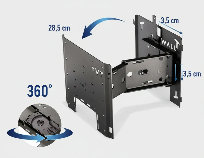 Support Mural TV Très Grande Taille Renforcé – Alphatronics Slim Mount 290 Rotation