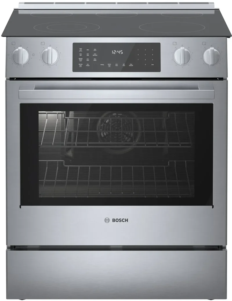 Bosch 30'' 4.6 pi cu série 800 Cuisinière autoportante - convection - tiroir réchaud - inox HEI8056C - boîte ouverte