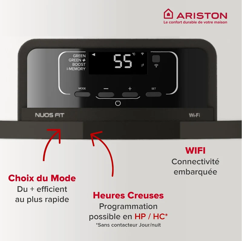 Chauffe-eau thermodynamique au sol Ariston Nuos Fit S2 Wi-Fi 200 L FS
