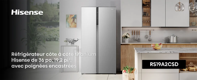 Hisense 36'' 19.2 pi cu Réfrigérateur côte à côte inox - RS19A2CSD - boîte ouverte