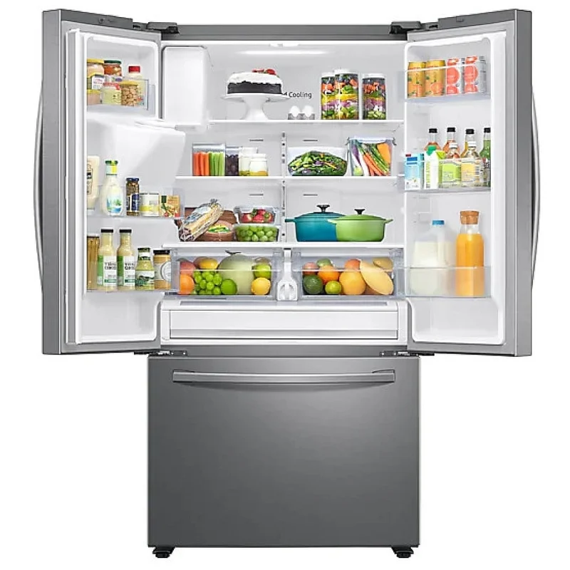 Samsung 36" 26.5 pi.cu - Réfrigérateur à portes françaises - Tablette - Distributeur d'eau et glace - Inox - RF27T5501SR/AC - Boîte ouverte