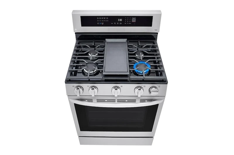 LG 30'' 5.8 pi cu Cuisinière au gas - Wifi - autonettoyant - inox - LRGL5825F - boîte ouverte