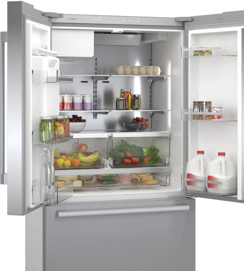 Bosch 36'' 21.6 pc Série 500 Réfrigérateur à portes françaises - Acier brossé - inox - B36CD50SNS - boîte ouverte