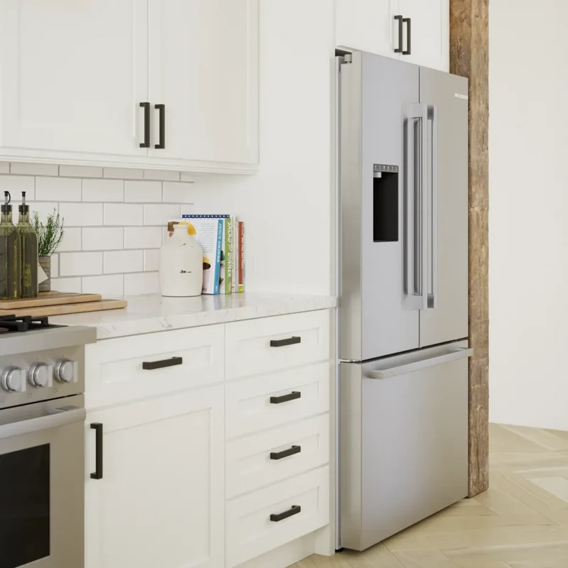 Bosch 36'' 21.6 pc Série 500 Réfrigérateur à portes françaises - Acier brossé - inox - B36CD50SNS - boîte ouverte