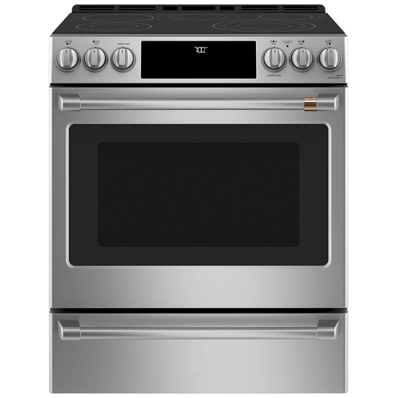 GE Cafe 30'' 5.7 pi cu Cuisinière électrique - convection - wifi - autonettoyant - Inox - CCES700P2MS - boîte ouverte