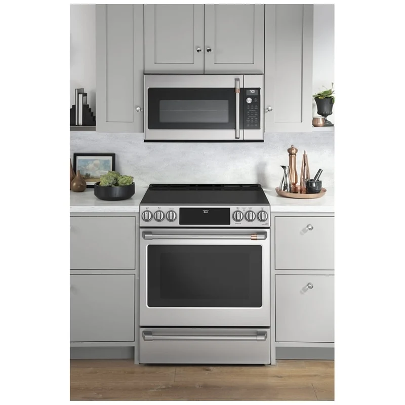 GE Cafe 30'' 5.7 pi cu Cuisinière électrique - convection - wifi - autonettoyant - Inox - CCES700P2MS - boîte ouverte