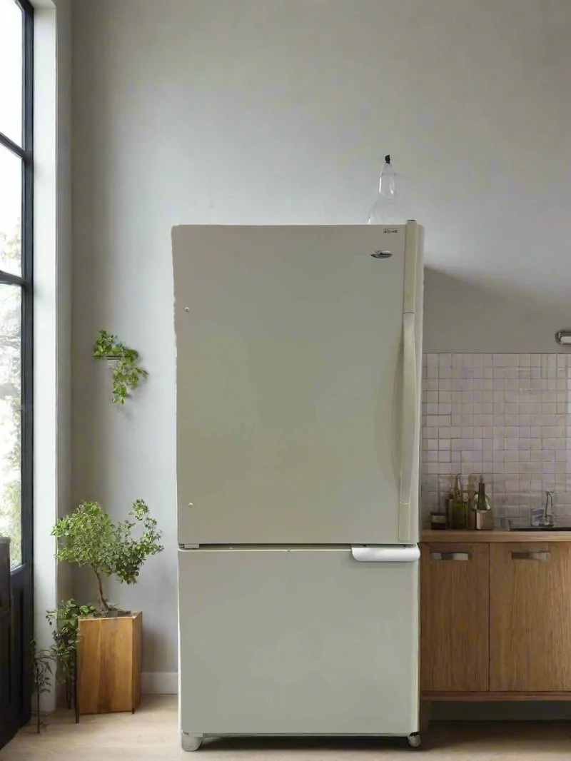 Amana-30''- refrigerateur - 2 portes - congelateur inferieur - beige - reconditionné