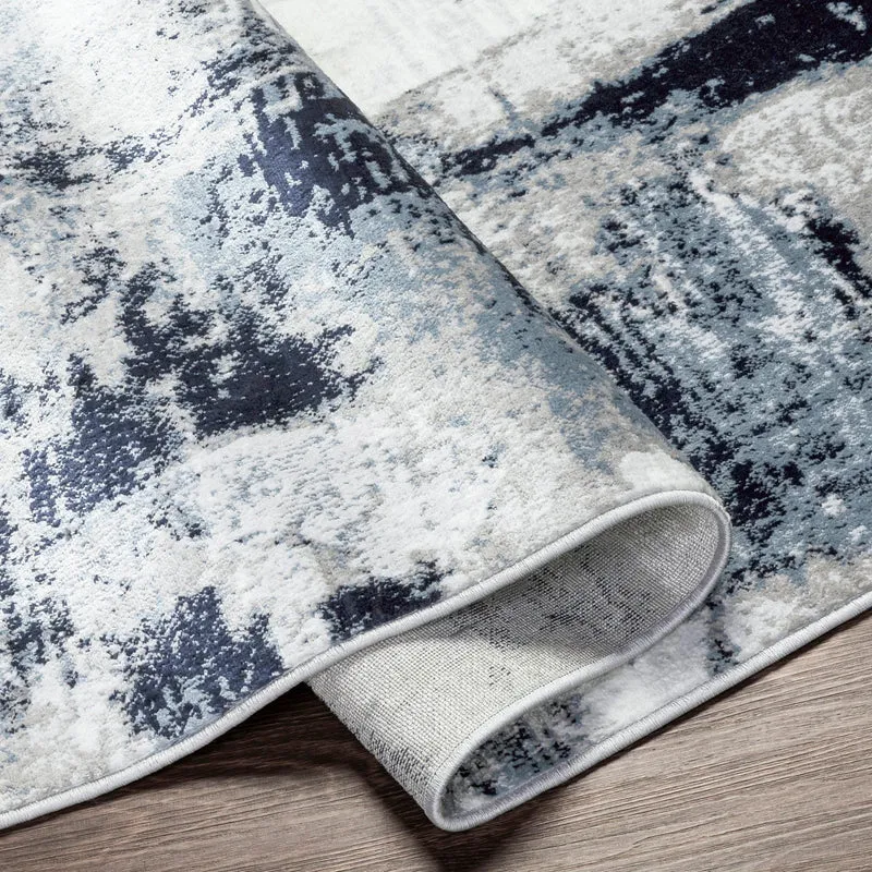 Tapis Abstrait Moderne Bleu/Blanc/Gris Helsinki
