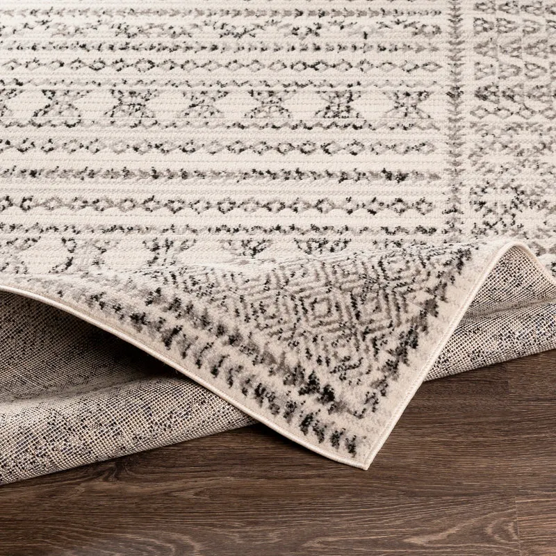 Tapis de Couloir Scandinave Bohème Blanc/Noir Ipoh