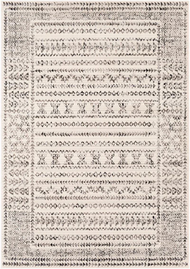 Tapis Scandinave Bohème Blanc/Noir Ipoh