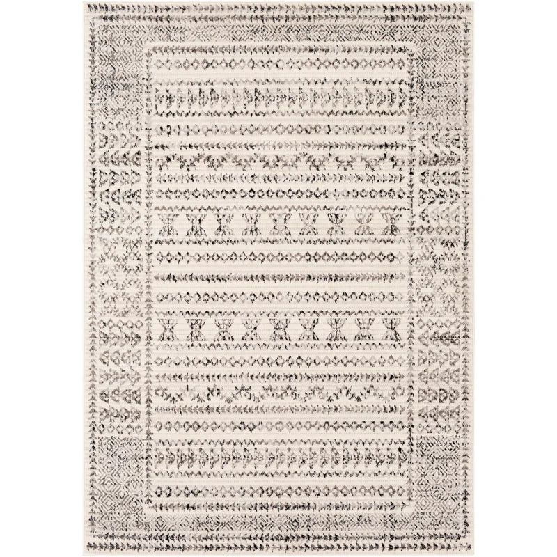 Tapis Scandinave Bohème Blanc/Noir Ipoh