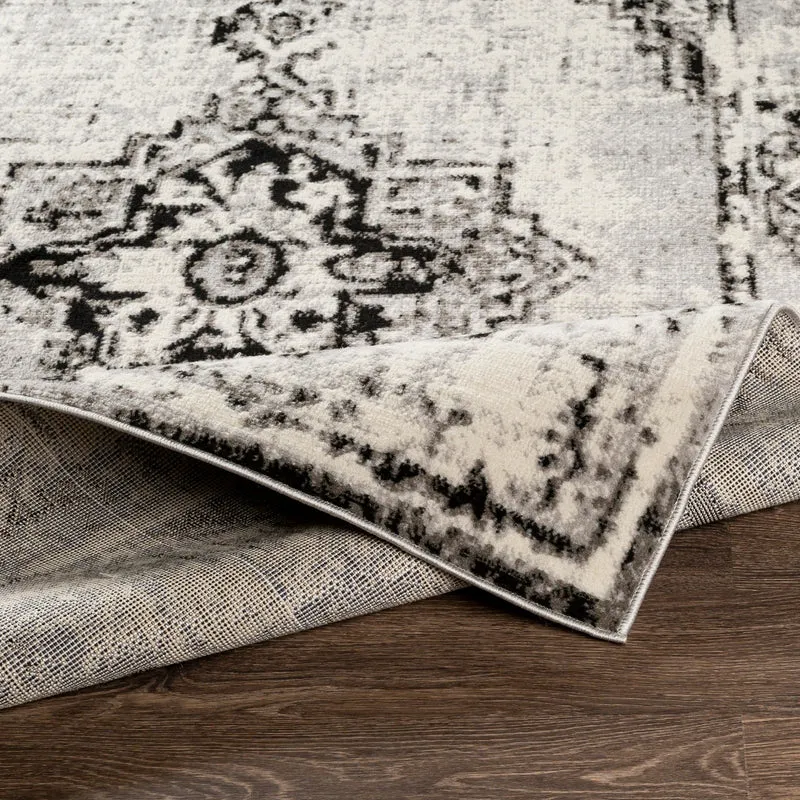 Tapis Vintage Oriental Blanc/Gris/Noir Jaqart