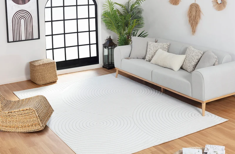 Tapis d'Intérieur/Extérieur Scandinave Moderne Blanc Kaysa