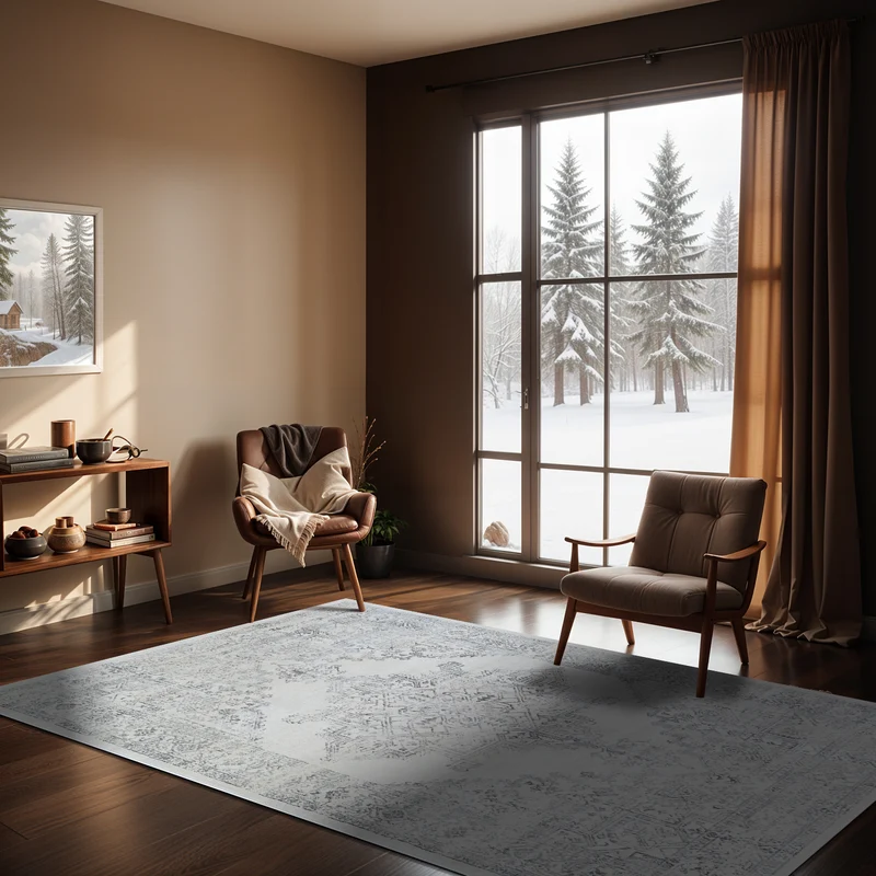 Tapis Vintage Oriental Blanc/Gris Kota
