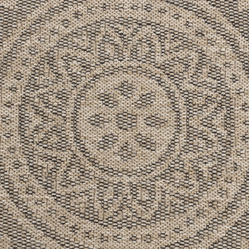 Tapis Rond Extérieur/Intérieur Aspect Jute Beige/Noir Lee