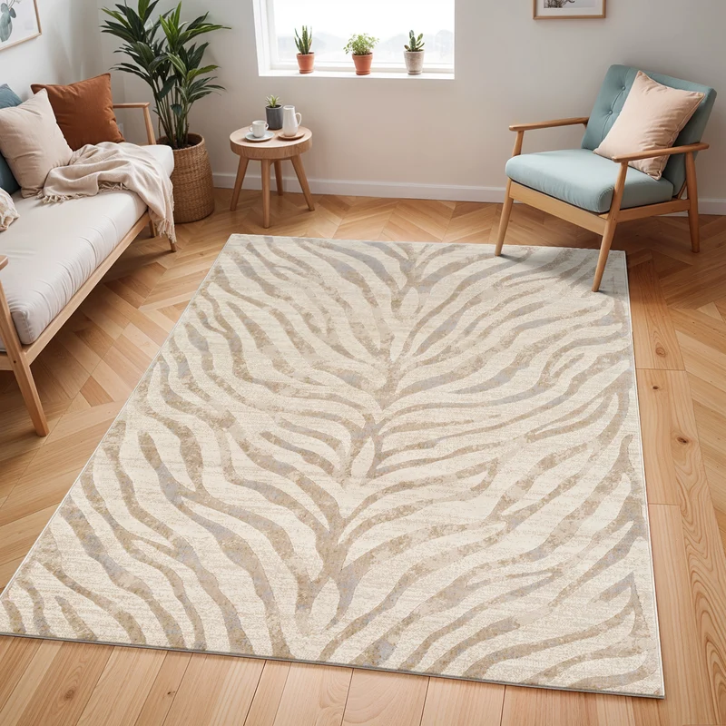 Tapis Zébré Bohème Gris/Beige Luanda