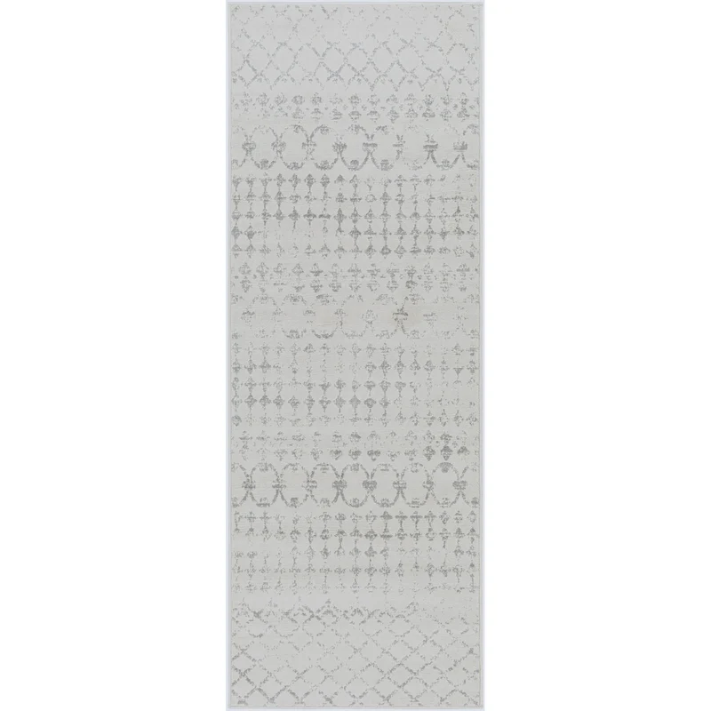 Tapis de Couloir Berbère Ethnique Blanc/Gris Lyon