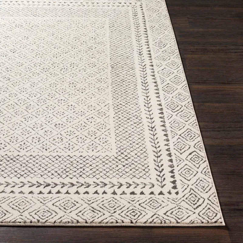 Tapis Rond Scandinave Bohème Gris/Beige Rond Monaco