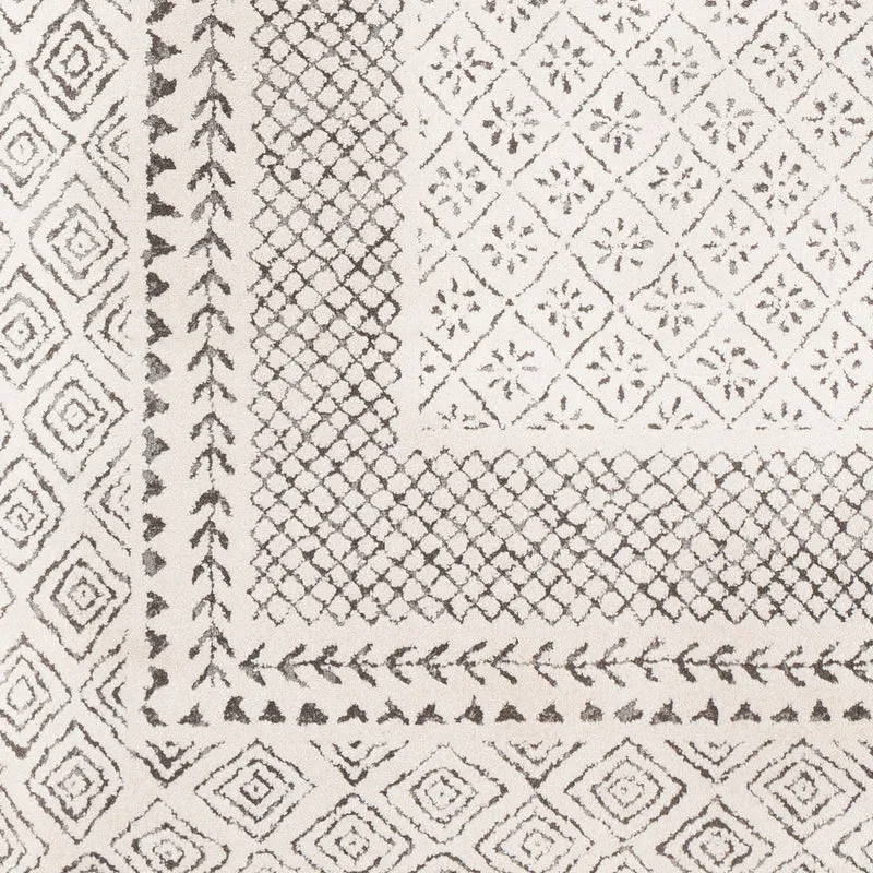 Tapis Rond Scandinave Bohème Gris/Beige Rond Monaco