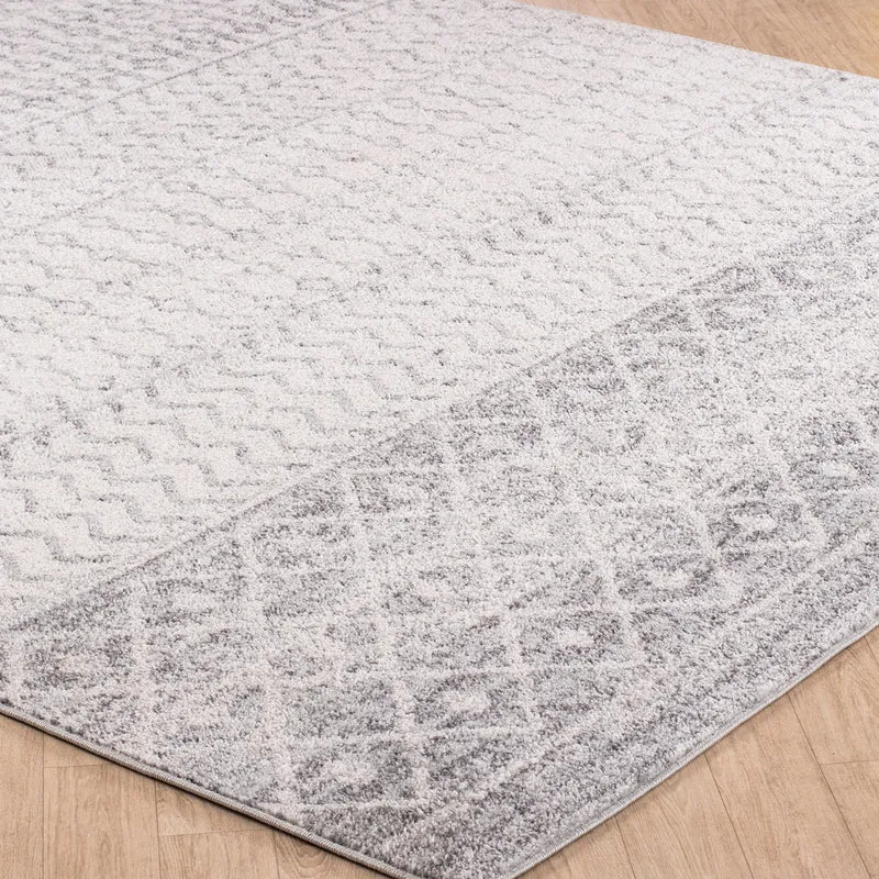 Tapis Scandinave Bohème Gris/Blanc Nice