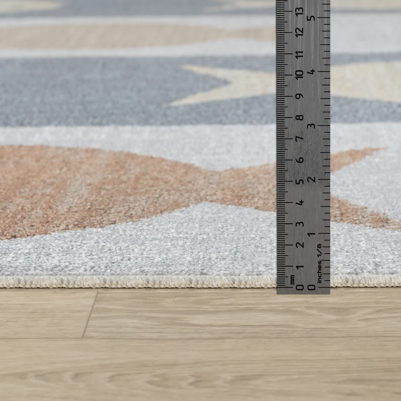 Tapis Enfant Lavable en Machine Poissons Beige/Gris/Orange Pekin