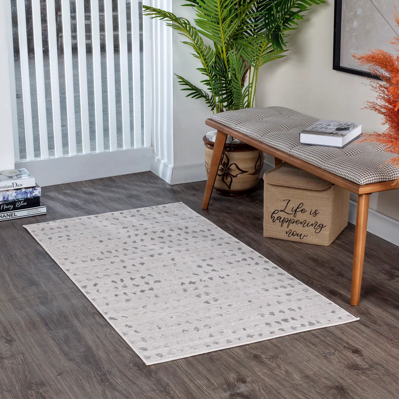 Tapis Scandinave à Pois Gris/Blanc Rosemont