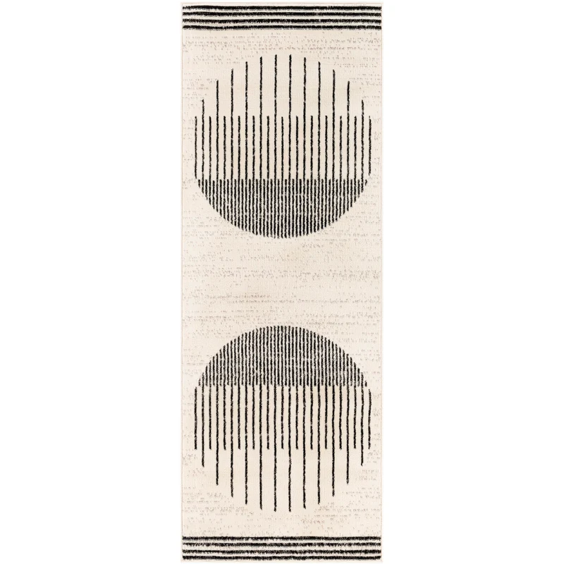 Tapis de Couloir Scandinave Moderne Blanc/Noir Santiago