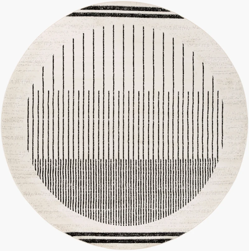 Tapis Rond Scandinave Moderne Blanc/Noir Rond Santiago