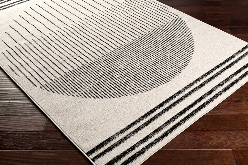 Tapis Rond Scandinave Moderne Blanc/Noir Rond Santiago