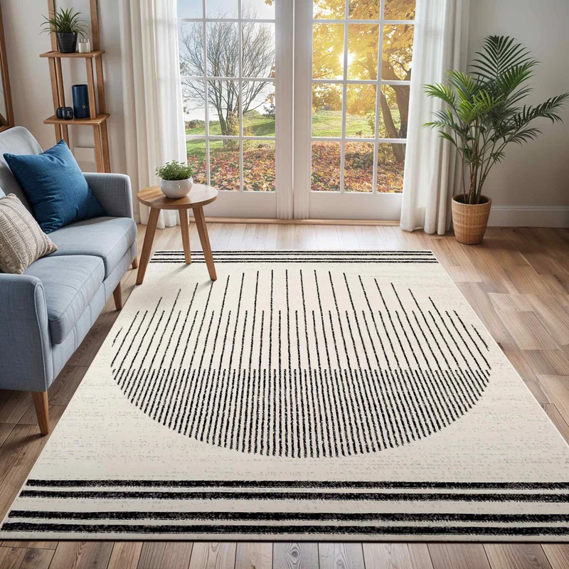 Tapis Scandinave Moderne Blanc/Noir Santiago