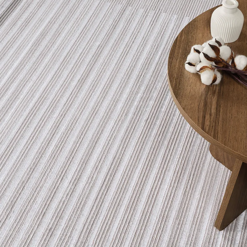 Tapis Scandinave Rayé Gris/Blanc Skokie
