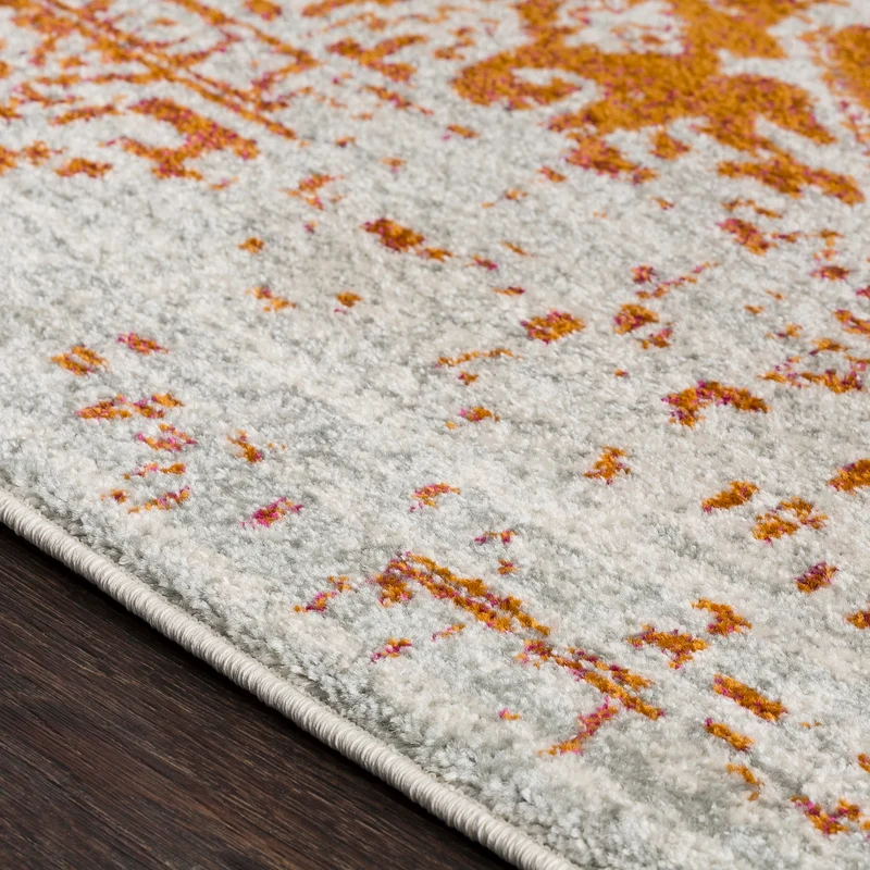 Tapis Rond Vintage Oriental Orange/Blanc Rond Syracusa