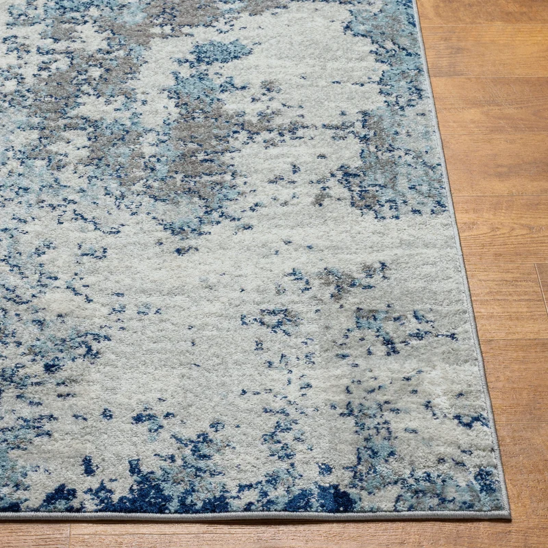 Tapis Abstrait Moderne Bleu/Gris/Blanc Dunkirk