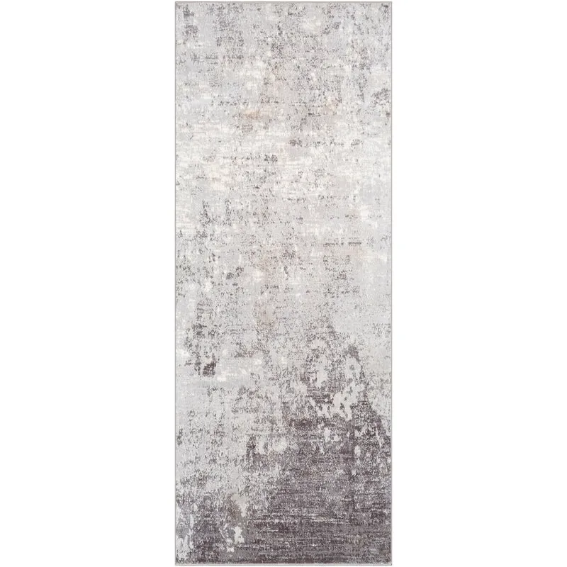 Tapis de Couloir Abstrait Moderne Gris/Blanc Bangkok