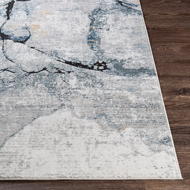Tapis Rond Abstrait Moderne Ivoire/Gris Rond Berlin