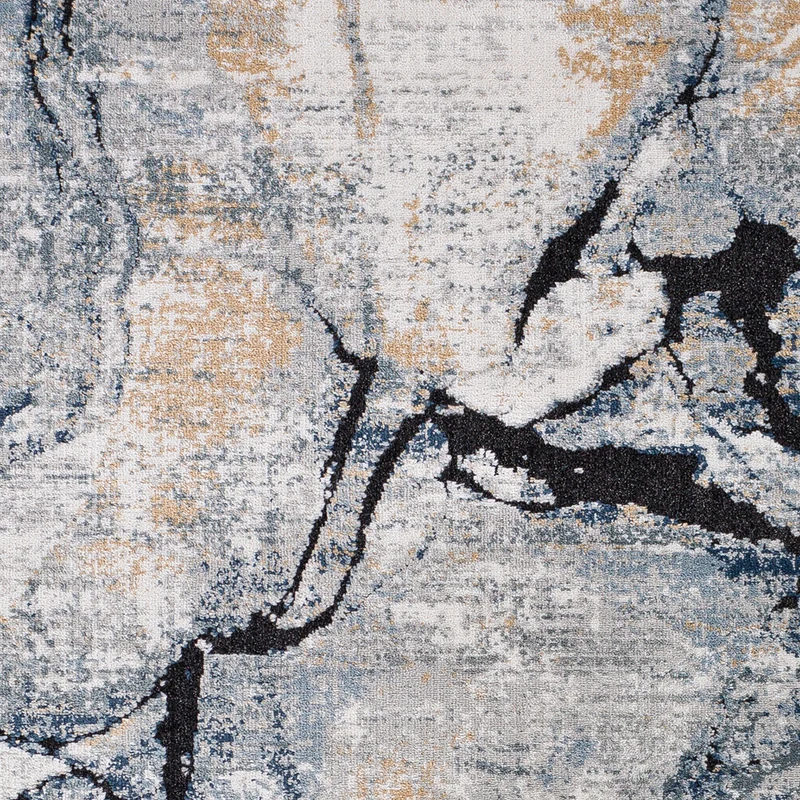 Tapis Rond Abstrait Moderne Ivoire/Gris Rond Berlin