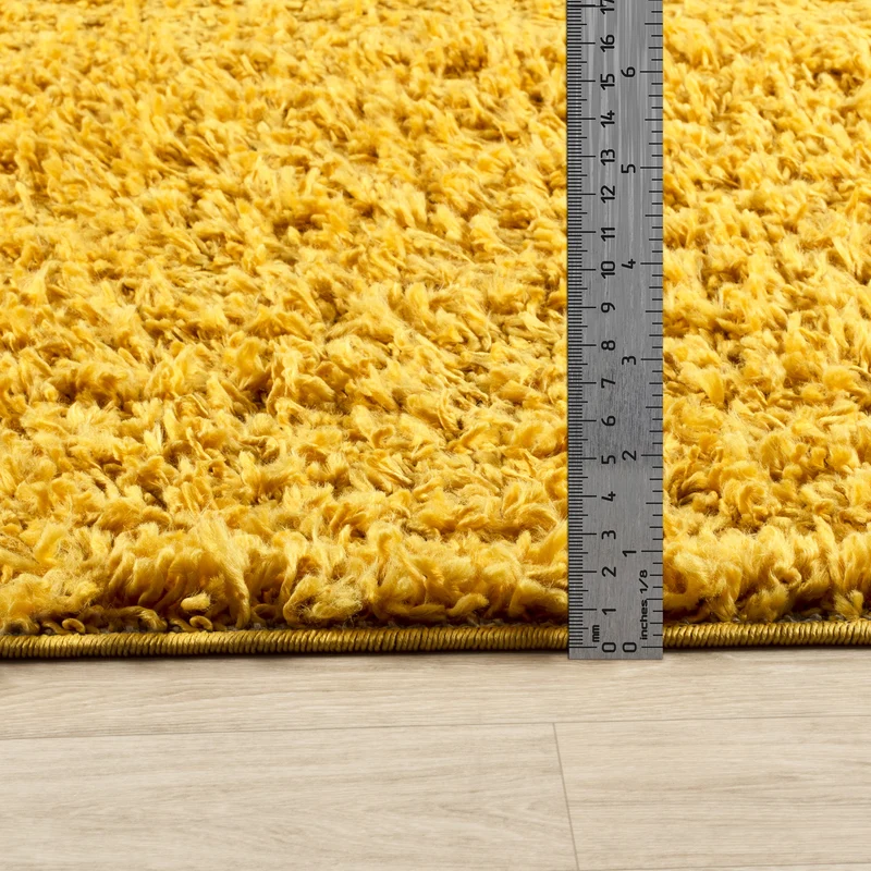 Tapis de Couloir Shaggy Moderne Jaune Boracay