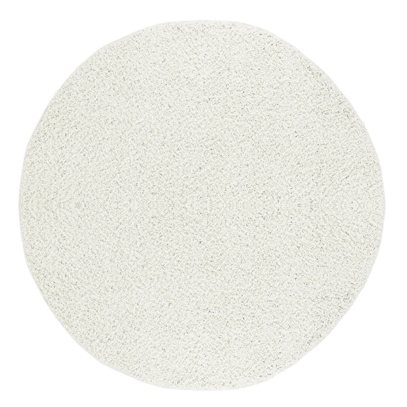 Tapis Rond Shaggy Moderne Blanc Rond Boracay