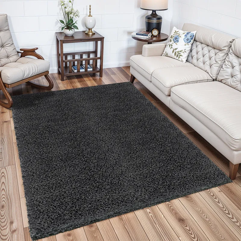 Tapis Shaggy Moderne Gris Foncé Boracay